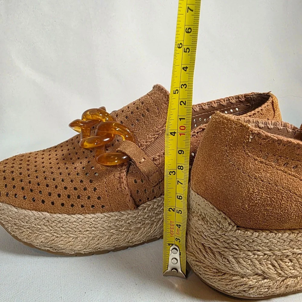 Dolce Vita Jhenee Tan Suede Espadrille Platform Sneakers Womens 9 Chunky Chain